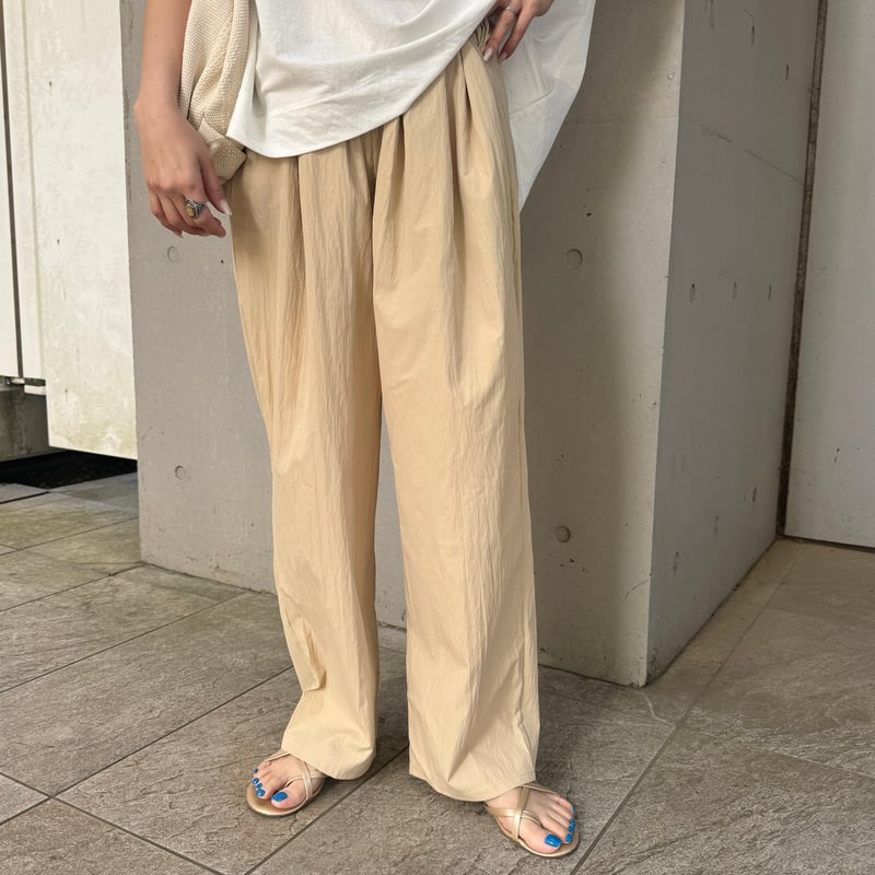 CLANE 2wayアジャストラッシュガードタックパンツ　ベージュ ドロースト CLANE 2wayアジャストラッシュガードタックパンツ ベージュ