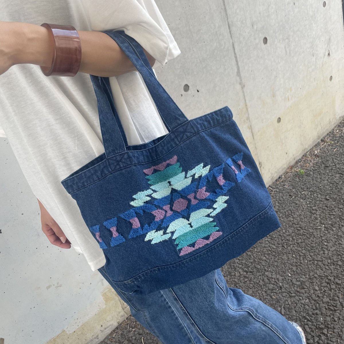オルテガ刺繍デニムトートバッグ（2color） | COPINE