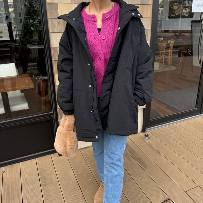 cop. copine ブラック 中綿ジャケット　レディース　メンズ cop. copine ブラック 中綿ジャケット レディース メンズ ルーズ