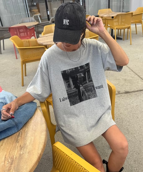モノクロフォトプリントTシャツ(グレー)
