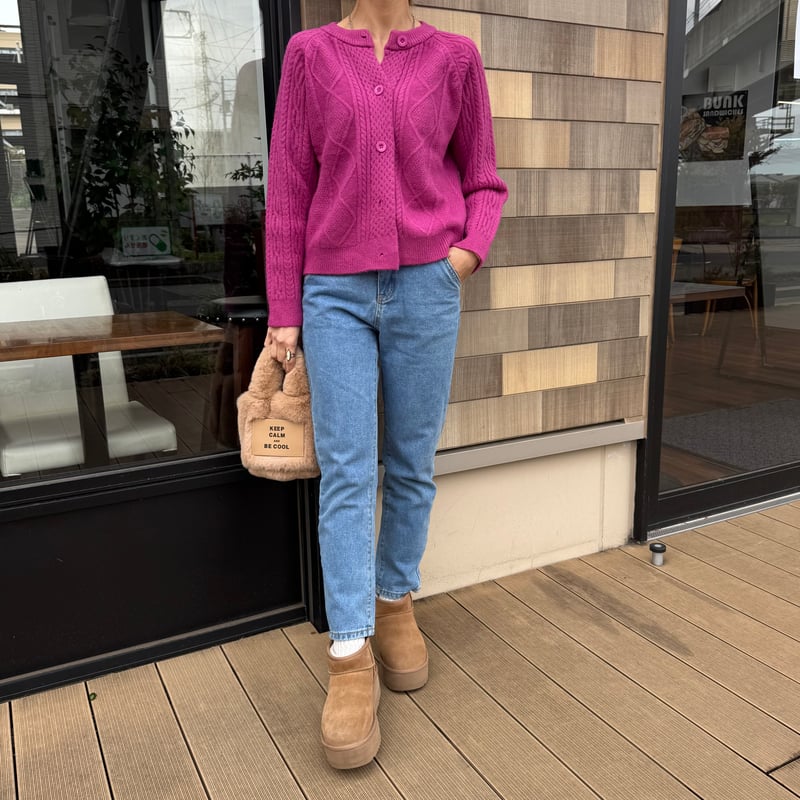 ケーブル編みカラーニットカーディガン | COPINE