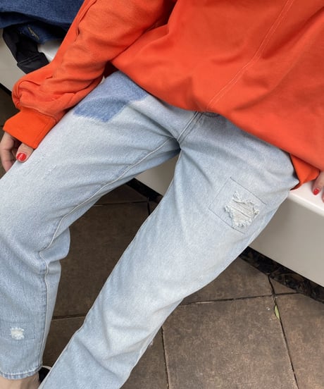 ダメージ加工デニムキャロットパンツ(3size）