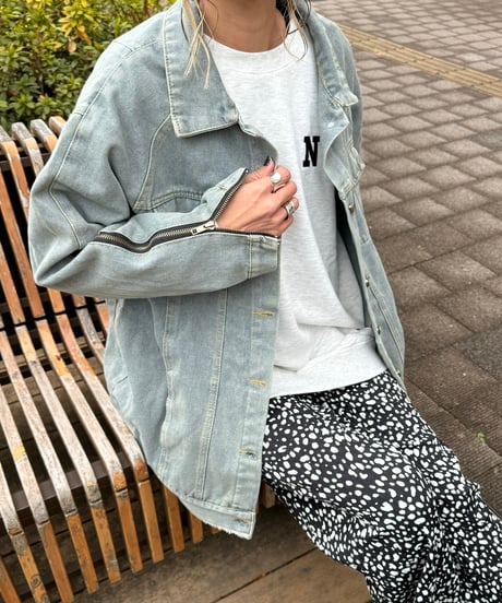 ジップデザインデニムジャケット