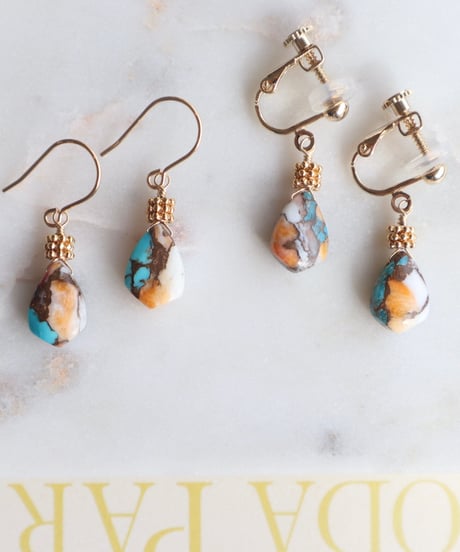 【nemon】Oyster copper turquoise marquise (pierce/earring)