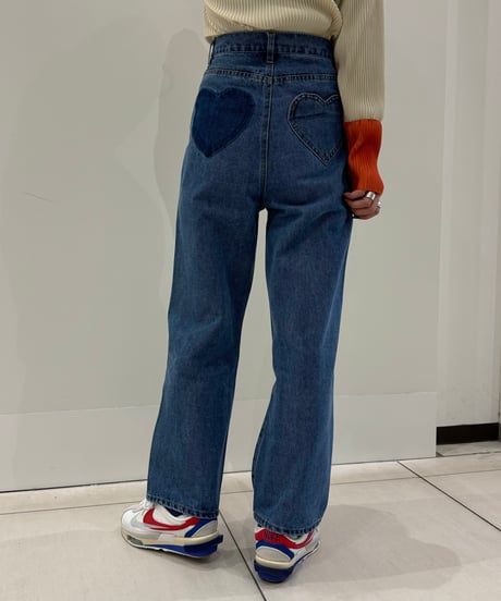 ヒップハートデザインデニムパンツ(ブルー)