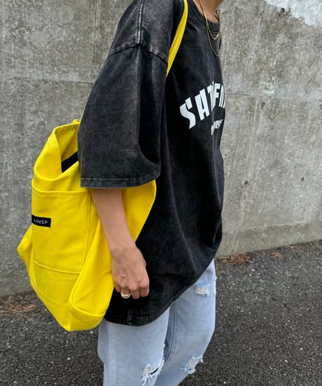 ウォッシュ加工ロゴTシャツ(ブラック)