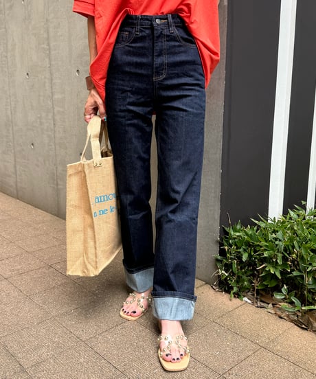美シルエット！ハイウエストロールアップデニム(3size)