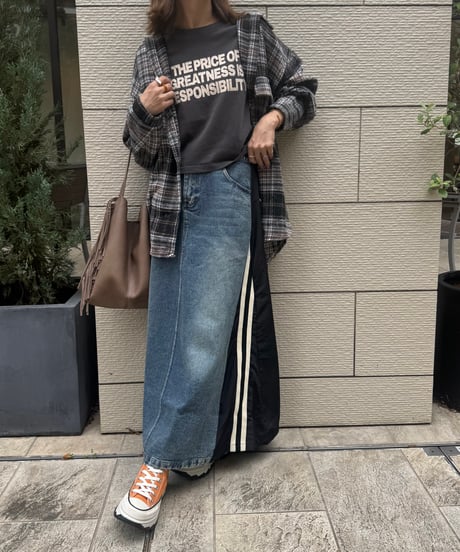 ルーズ起毛チェック柄シャツ(ブラック)
