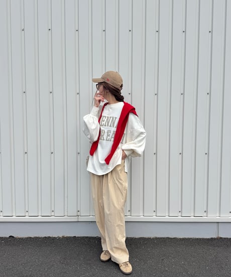 タック入りワイドシャカパン(ライトベージュ)