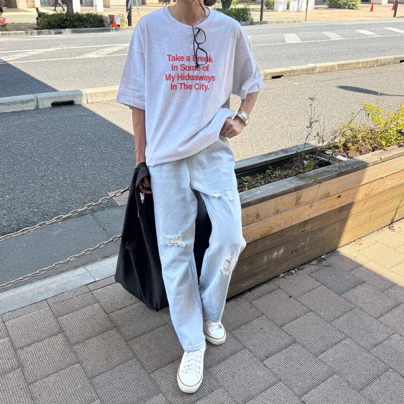 ダメージ加工ワイドデニムパンツ | COPINE