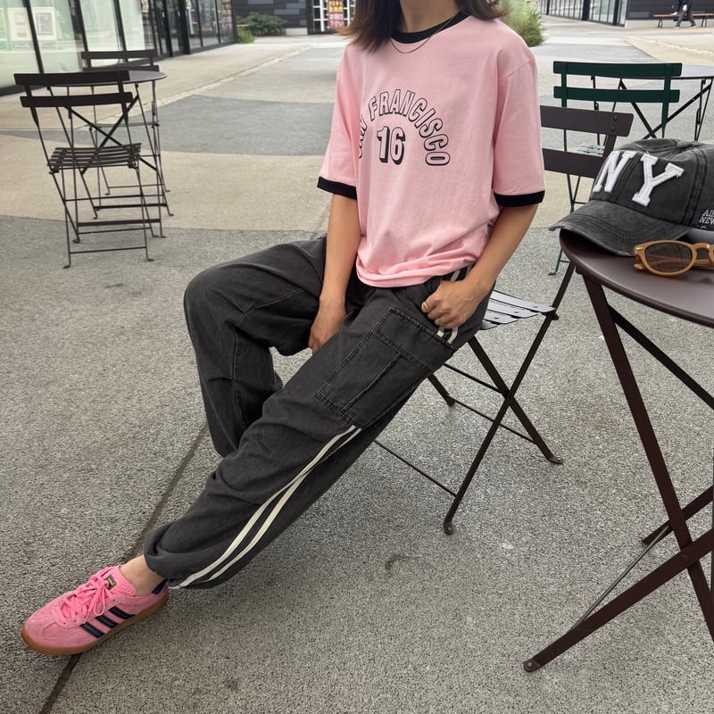 サイドラインデニムカーゴパンツ(ブラック) | COPINE