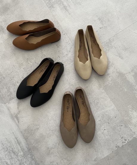 【フラワーカットフラットシューズ(4color/4size）
