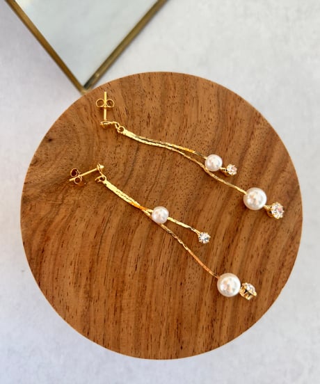 ドロップパールビジューピアス(2color)