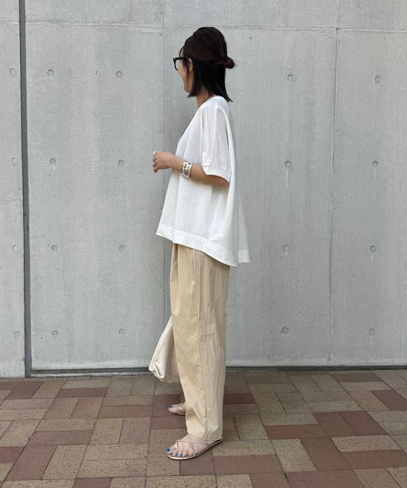 タック入りワイドシャカパン(ライトベージュ) | COPINE