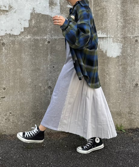 バックプリーツスウェットワンピース(グレー)