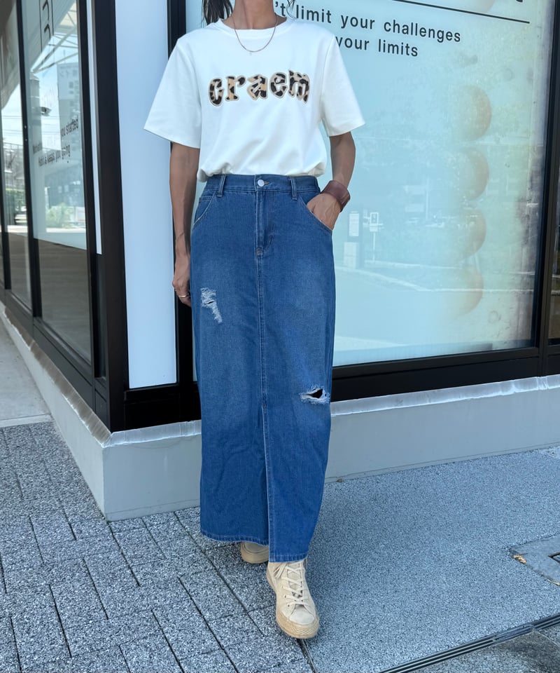ダメージデニムロングスカート | COPINE
