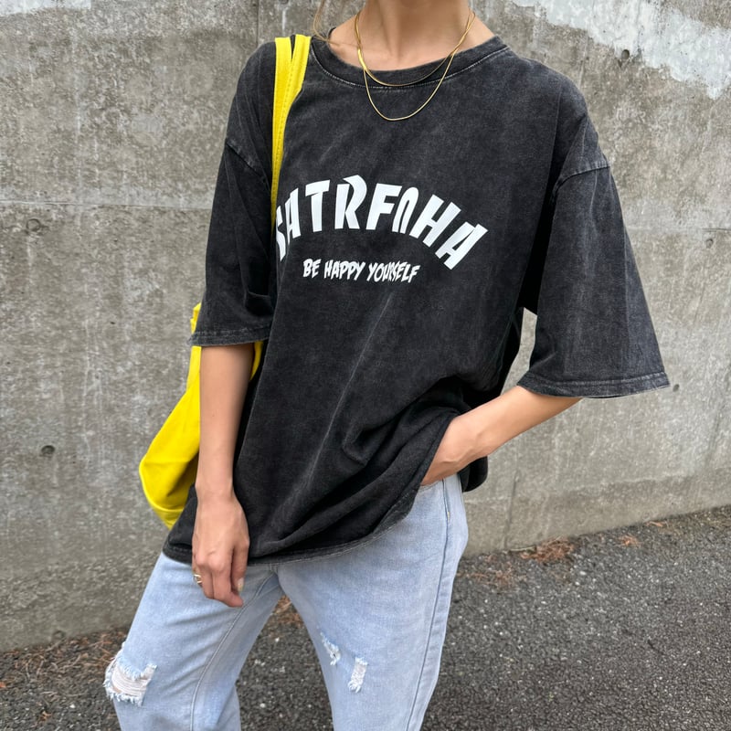 ウォッシュ加工ロゴTシャツ(ブラック) | COPINE ウォッシュ加工ロゴTシャツ(ブラック) | COPINE