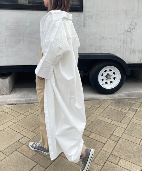 ワイド7分袖ロングシャツ(ホワイト)