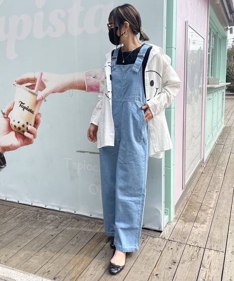 刺繍ニコちゃんオーバーサイズシャツ(ホワイト)