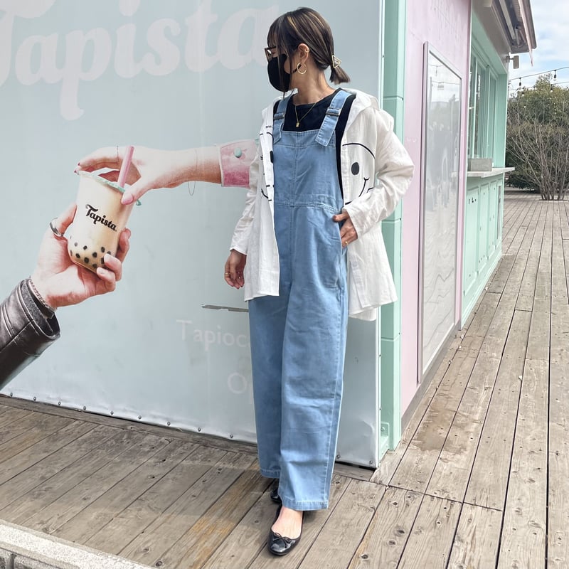 刺繍ニコちゃんオーバーサイズシャツ(ホワイト) | COPINE 刺繍ニコちゃんオーバーサイズシャツ(ホワイト) | COPINE
