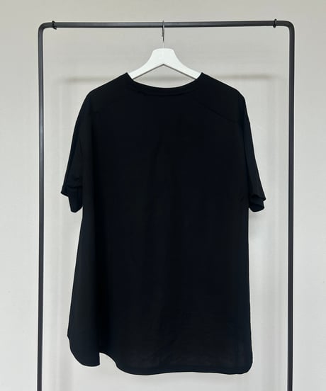 接触冷感裾フレア5分袖Tシャツ(ブラック)