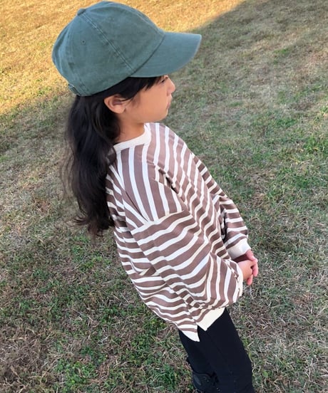 【kids】ボリューム袖ボーダーロンT(110〜150)