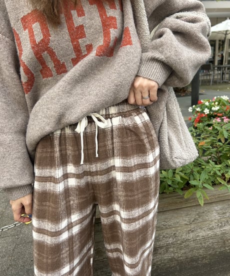 起毛チェック柄ワイドパンツ