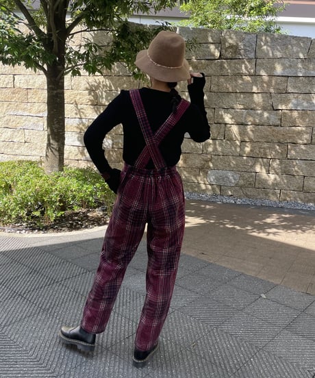 起毛チェック柄サロペット
