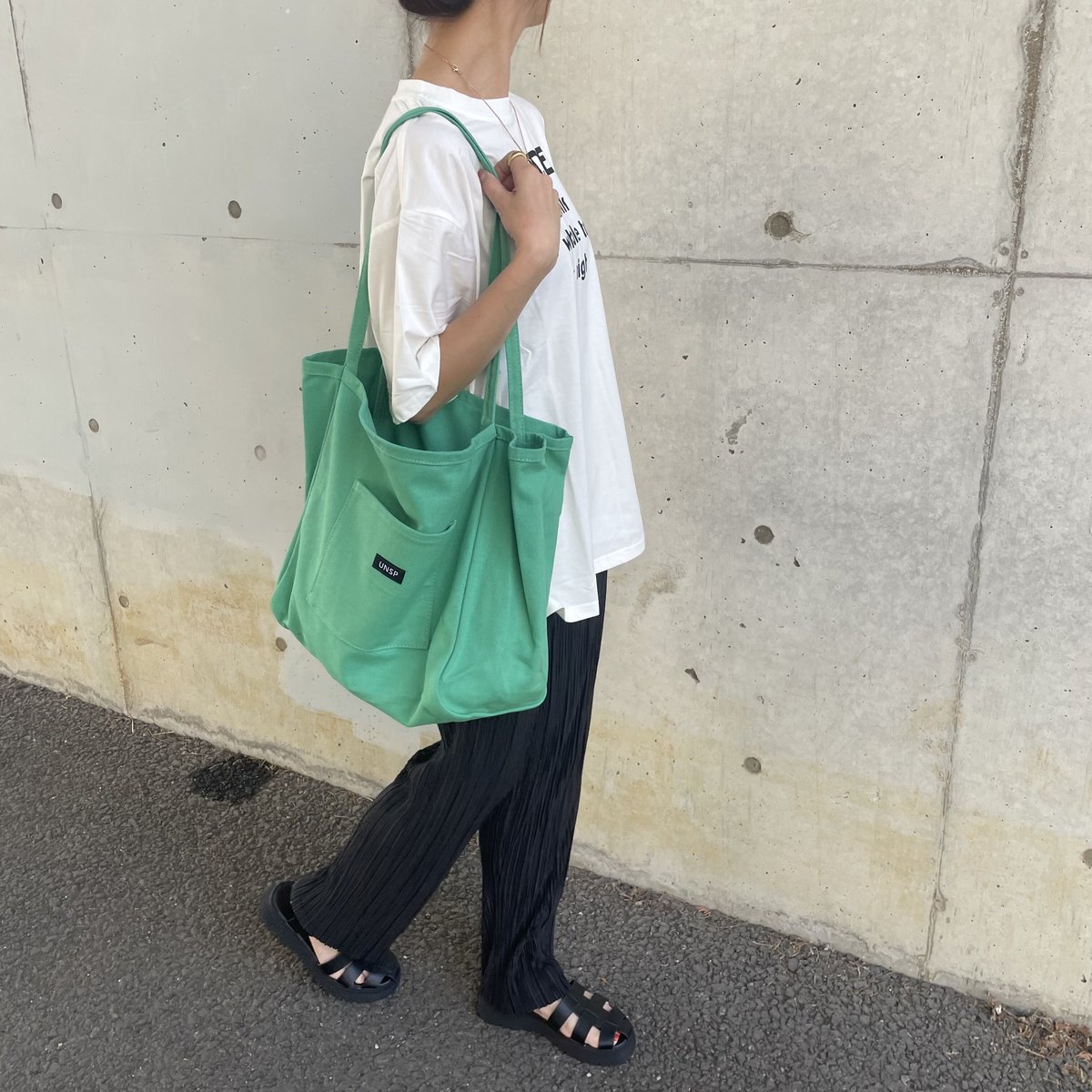 カラーキャンバストートバッグ (グリーン) | COPINE