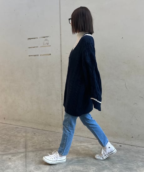 オーバーサイズチルデンニット(ネイビー)