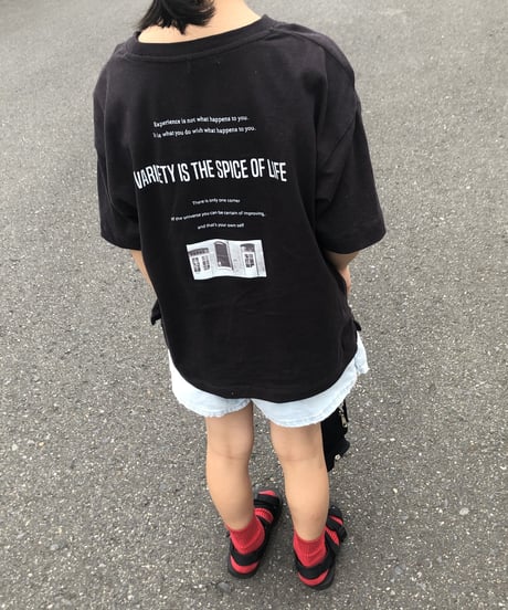 【kids】バック英字&フォトプリントtシャツ(110〜150)