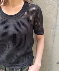 半袖メッシュサマーニット(ブラック）