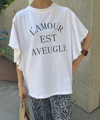 袖フリルロゴプリントTシャツ(ホワイト)