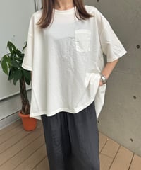 接触冷感裾フレア5分袖Tシャツ(ホワイト)