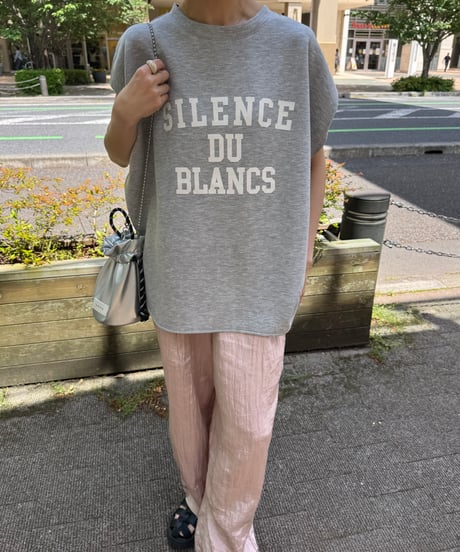 フロッキープリントフレンチスリーブTシャツ(グレー)