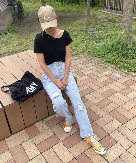 【OUTLET】シンプルリブTシャツ(アイボリー)