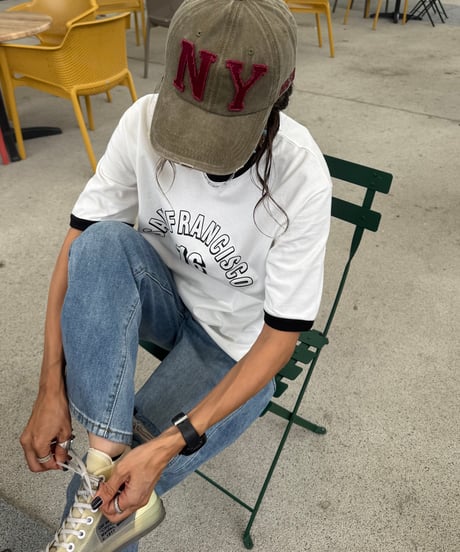 配色プリントTシャツ(ホワイト)