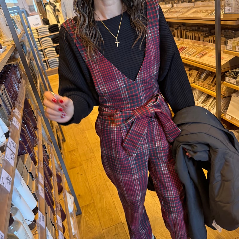 起毛チェック柄サロペット | COPINE