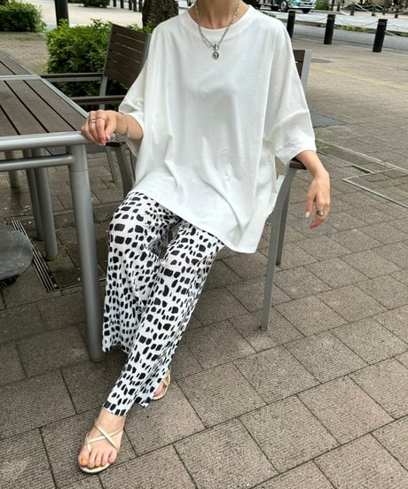 サイドスリットバックロングビッグTシャツ(ホワイト)