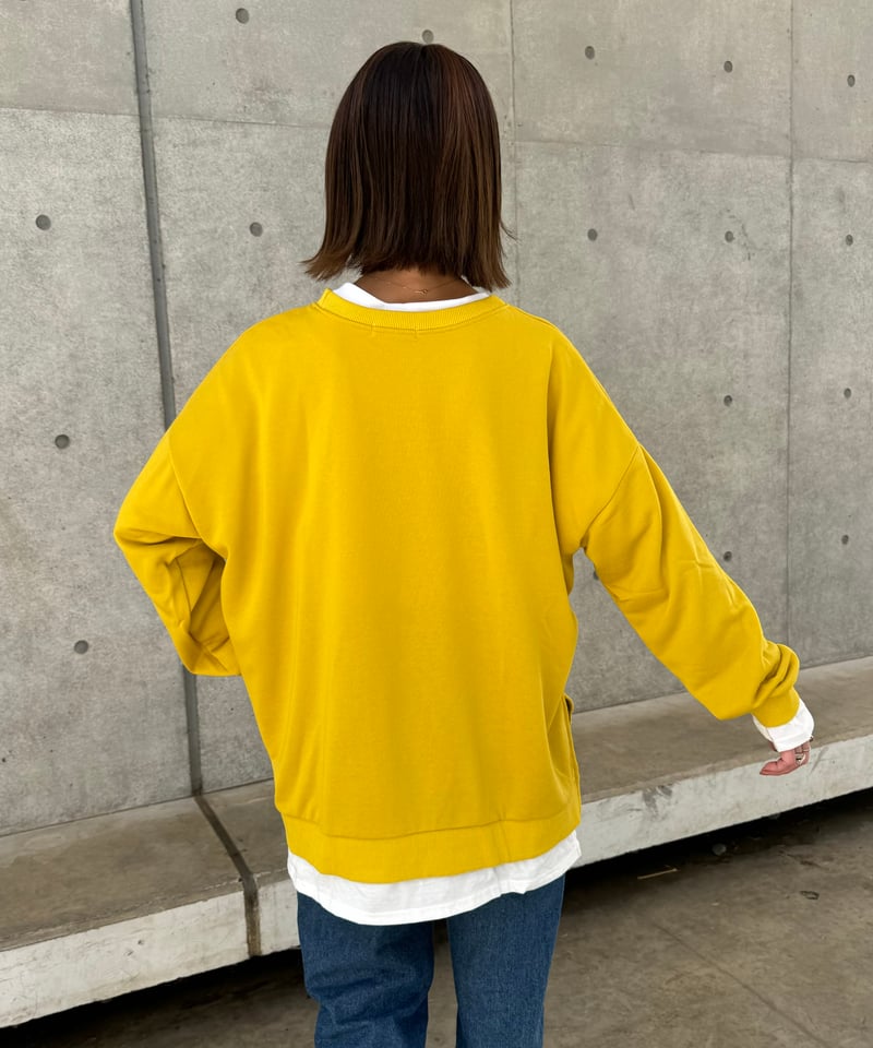 レイヤード風シンプル薄手スウェット(イエロー) | COPINE
