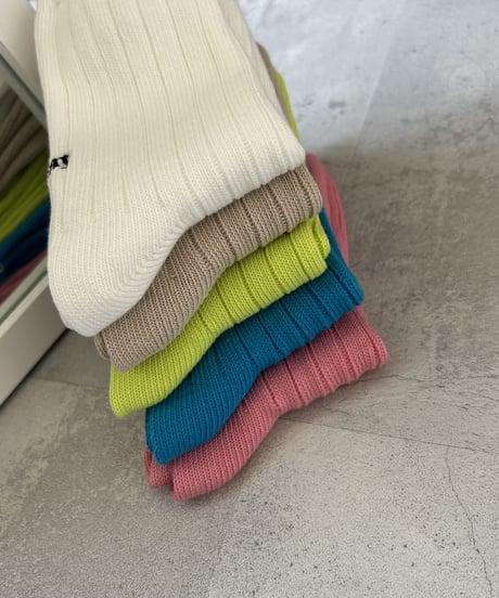 『nice day』ロゴ刺繍リブソックス(5color)