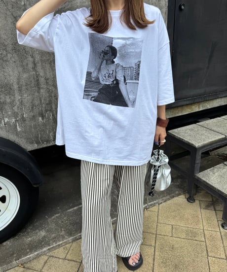 レディーフォトプリントビッグTシャツ(ホワイト)