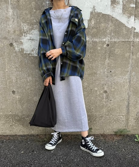 バックプリーツスウェットワンピース(グレー)