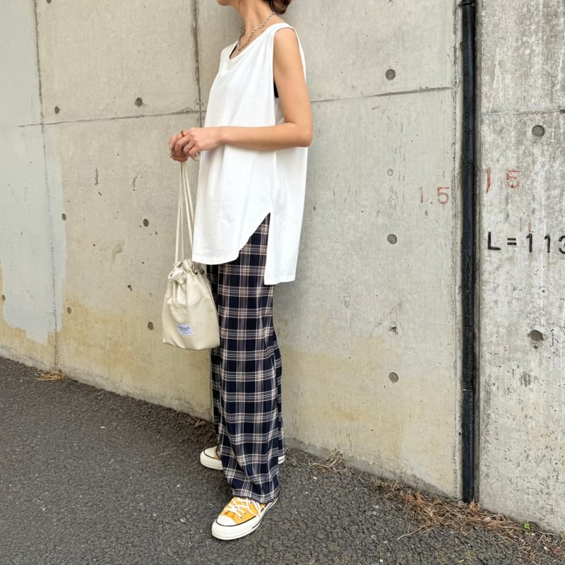 チェック柄プリーツパンツ(ネイビー) | COPINE チェック柄プリーツパンツ(ネイビー) | COPINE