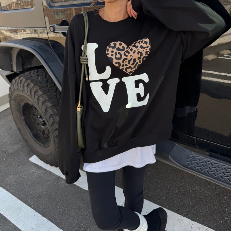 レオパードプリントスウェット(ブラック) | COPINE