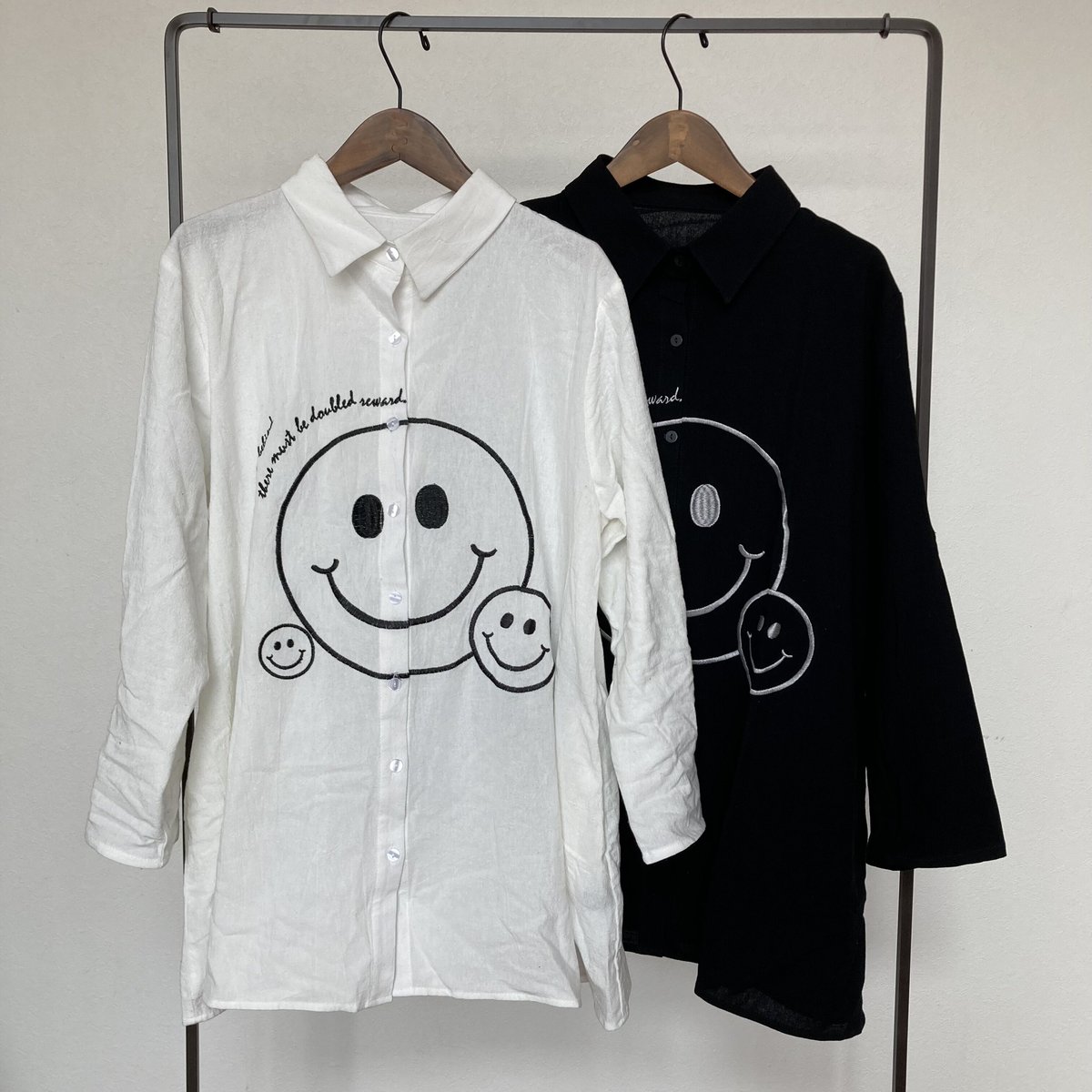 大きいサイズレディース 刺繍シャツ 七分袖 プルオーバー
