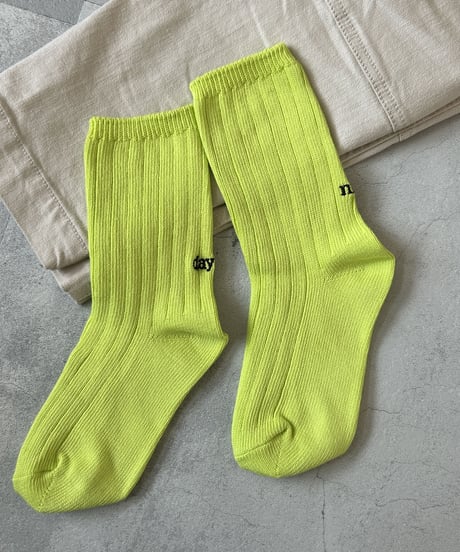『nice day』ロゴ刺繍リブソックス(5color)
