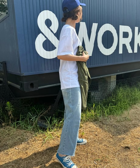 カットオフデニムストレートパンツ
