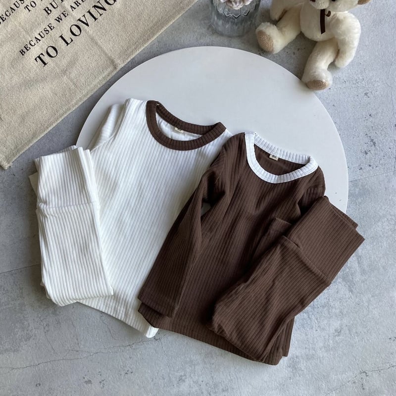 kids】セットアップリブルームウェア(2color・2size) | COPINE
