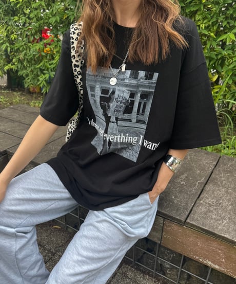 モノクロフォトプリントTシャツ(ブラック)